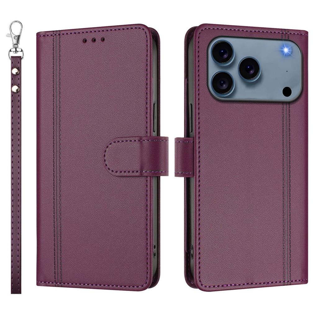 Flip Wallet Case for iPhone 17 16 Pro Max 17e 16e Air, Leather Card Holder Cover with Magnetic Clasp, Stand, Shockproof Case