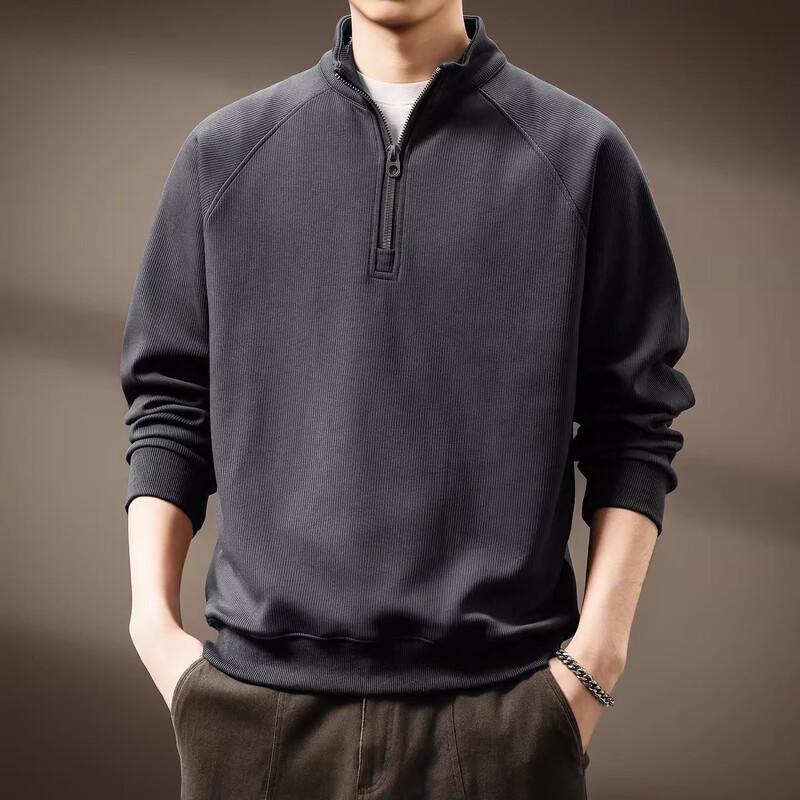 Men's American Retro Half-Zip Stand Collar Sweatshirt