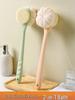 Double-Sided Long Handle Bath Brush with Soft Bristles and Mud Scraper