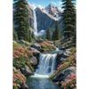 Peisaj Natural Pădure Floare Colibă Pârâu Cascadă Copaci Vedere Munte Poster Pictură pe Pânză Artă de Perete Imagini Decor Acasă