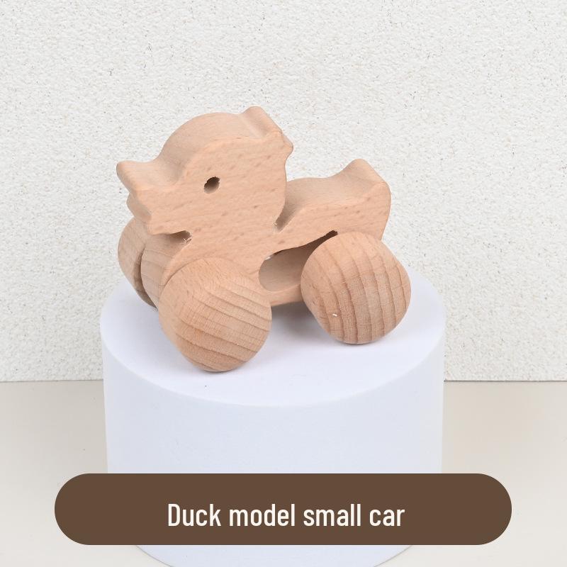 Beech Wood Toy Car - Original Inertia Push Car for Infants, Grasping Training, Solid Wood, Safe for Teething, Educational