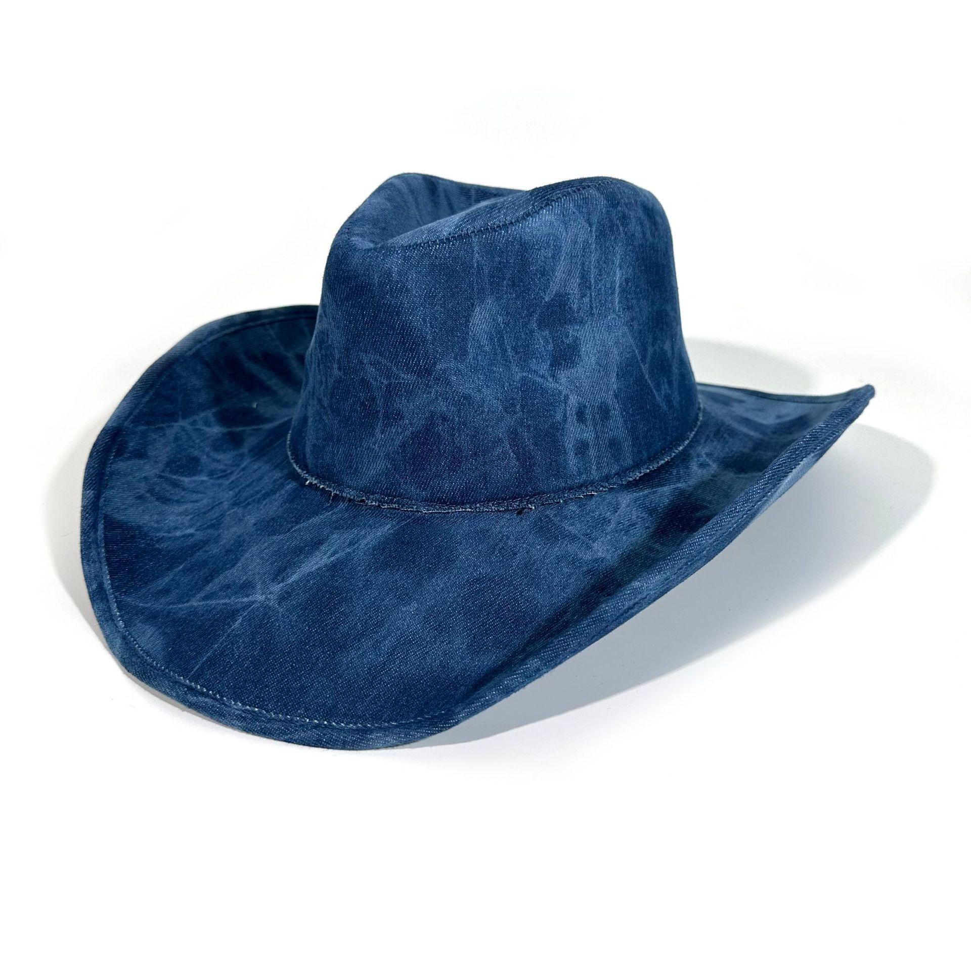 

Peach Heart Top Western Cowboy Hat Spring And Autumn Big Edge Top Hat Men And Women Farm Shade Jazz Hat M（56-58cm） темно-синього кольору