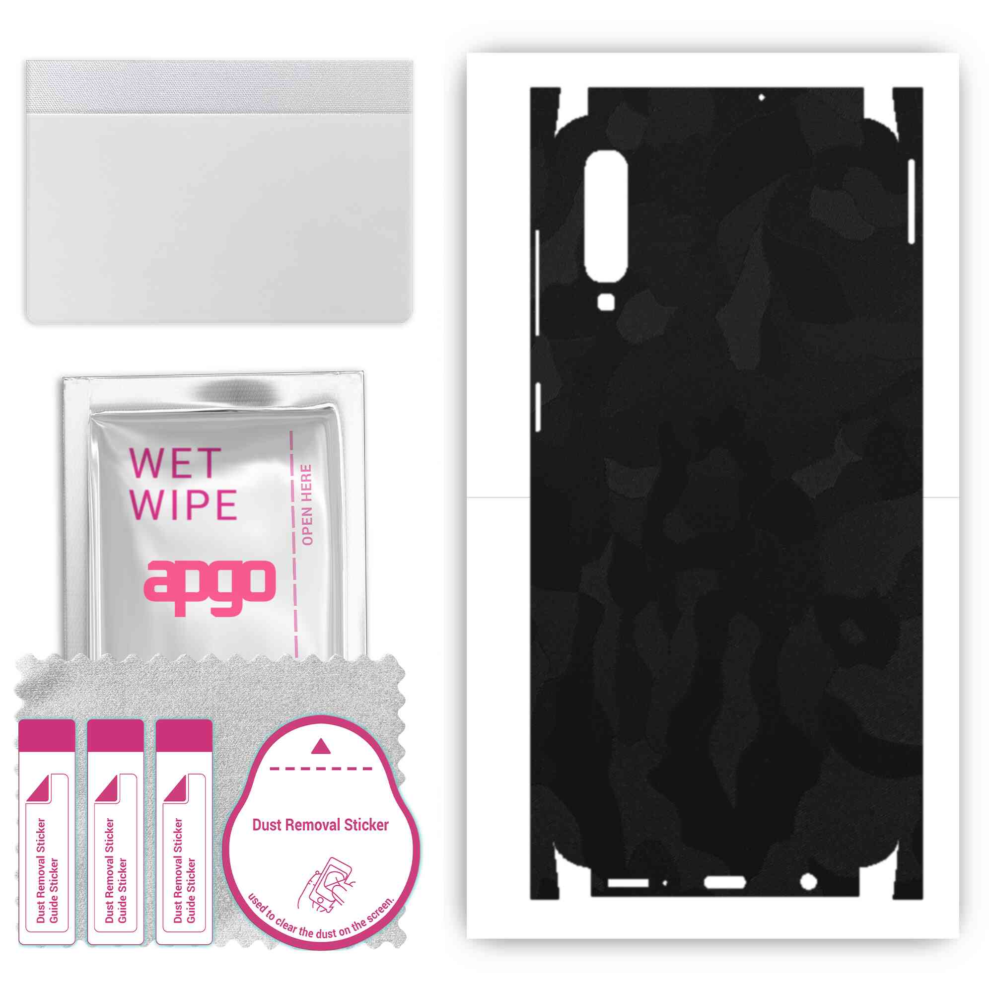 

Apgo Protective Skin Sticker for the back+sides compatible with Samsung Galaxy A50, Full Wrap Film, Foil, Vinyl - Pattern Black Camo