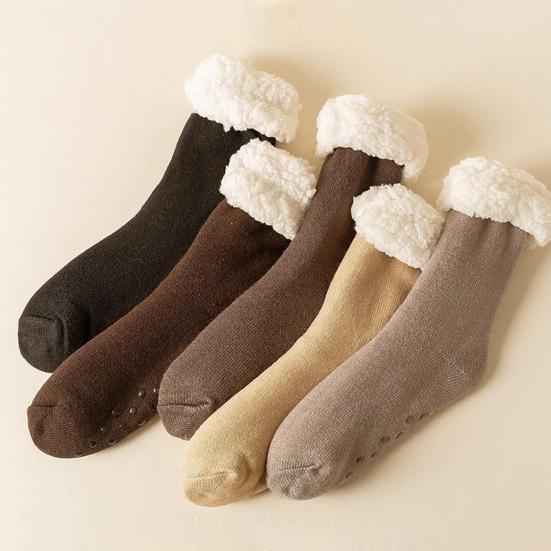Erkek Kış Terlik Çorapları Polar Astarlı Kavrayıcılı Crew Çoraplar Sıcak Tüylü Kaymaz Kabin Çorapları Evde Dinlenmek İçin İç Mekan Giyimi