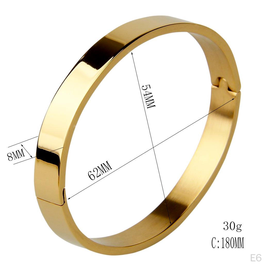 Cuff Bangle High Polished Bracelet Smooth Surface (Black, Silver, Gold, Rose Gold)