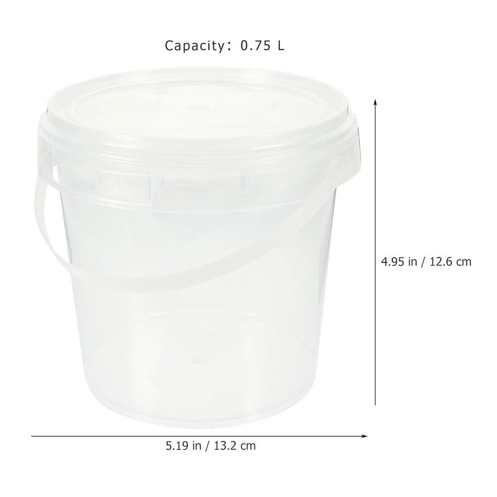 6Pcs Plastic Storage Buckets Clear Small Bucket with Lid Handle Food Grade Reusable Ice Cream Container Meal Prep Food Holder