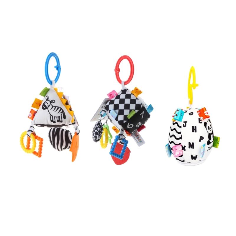 Jingle Toy for Stroller Bed Bell Hang the Baby's Bedside to Soothe Wind Chimes Clinking Rings & Silicone Teether