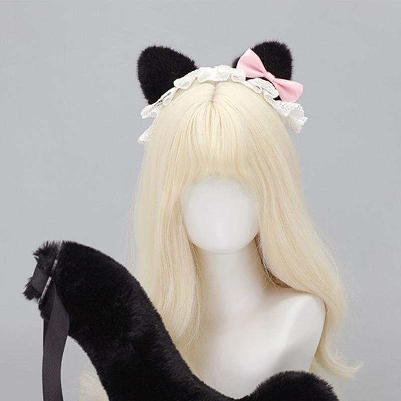 Plush Kitten Ears Headbands With NonSlip Silicone Grip For Role Play And Sports Activities Plush Headwear