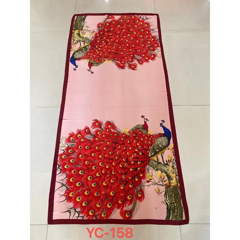New Style of Beautiful Brocade Imitation Silk Soft Touch Photo Travel Scarf for Women Peacock Scarf with Larger and Thin