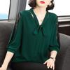 Frauen Frühling Sommer Stil Blusen Tops Dame Casual Fliege Colloar Halbe Spitze Hülse Lose Blusas Tops