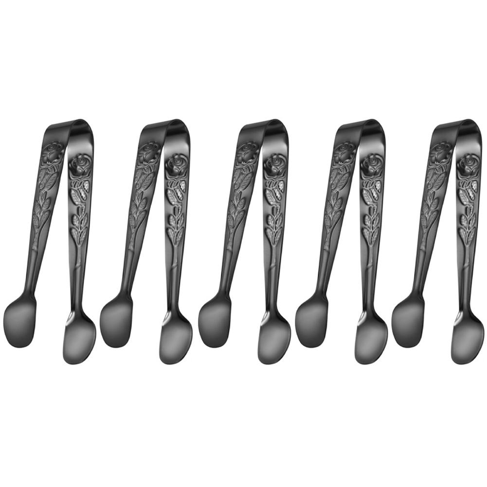 5Pcs Mini Sugar Tongs Stainless Steel 4.3Inch Foods BBQ Clips Dessert Bread Tongs for Tea Party Coffee Bar