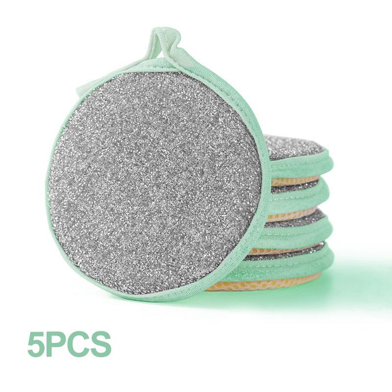 

5шт губка для мытья посуды многоразовые моющиеся губки двухсторонняя волшебная губка для мытья посуды полезные вещи для кухни чистые инструменты зелёный