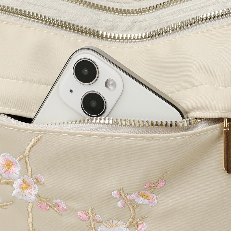 Flower Embroidery Crossbody Bag Fashion Casual Women Shoulder Bag Large Capacity Multi Pockets Purses Daily Portable Handbag