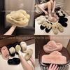 Women Fluffy Slippers Cross Plush Cozy House Shoes Furry Open Toe Indoor Outdoor Slip Warm Anti Skid Sole
