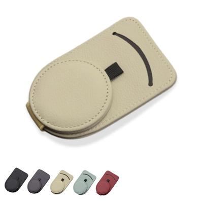 Certified Leather Cowhide Leather Sunglasses Clip for Car Sunglasses and Card Sun Eyeglasses Cool Eyeglasses, Hook-Type, Magnetic, Storage, Visor,