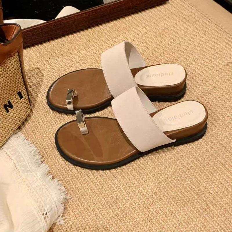One Character with Outer Wear Cover Toe Herringbone Flat Bottom Toe Cool Slippers Female Summer