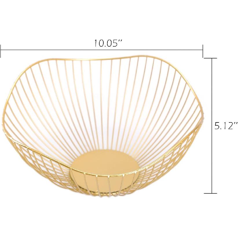 IBWell High Style Curved-Edge Modern Creative Stylish Single Tier Dish,Metal Iron Wire Fruit Vegetables Bread Decorative Stand Serving Bowls Basket