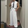 Tenues pour hommes sans manches imprimées avec ourlet à cordon de serrage Hauts et Pantalons Longs Ensembles Décontractés Deux Pièces
