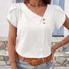 Dámské tričko Summer Slant Neck Jednobarevné tričko s krátkým rukávem
