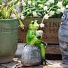 1pc Resin Patio Lawn Decoration Desktop Balcony Home Furnishings Cartoon Animal Frog Statue Garden
