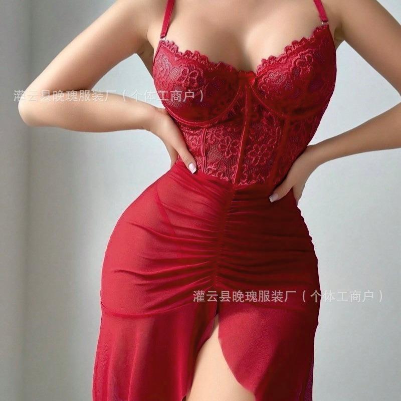 Sexy Women S Two Piece Lingerie Set Lace Mesh Underwear Dress
