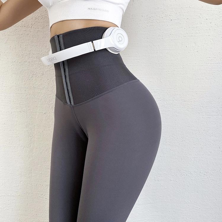 Leggings de Yoga Térmicos de Cintura Alta para Mujer con Moldeador de Cintura de Doble Botonadura y Elevación de Glúteos