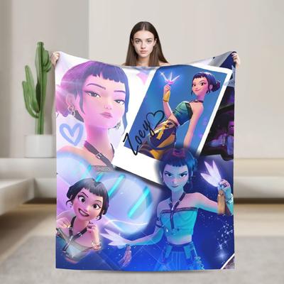 Zoey Kpop Demon Hunters Flannel Blanket Huntrix Awesome Throw Blanket for Home 125*100cm Plush Thin Quilt