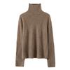 Lekasha 100% Pure Cashmere Rolled Edge High Neck Embossed Knit Top