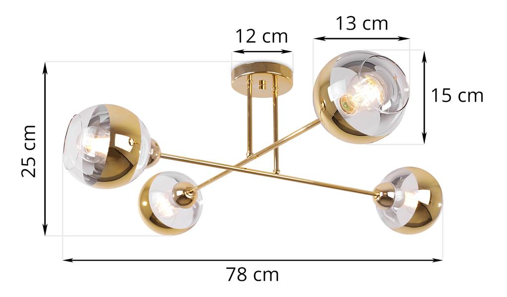 Asturia Gold Ceiling Lamp 4-Flat Golden Lamp E27