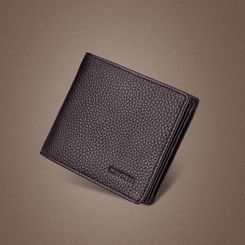 Men's Short Leather Wallet Plus Circumference Large Capacity with Zipper Men's Wallet First Layer Cowhide Soft Leather Clip