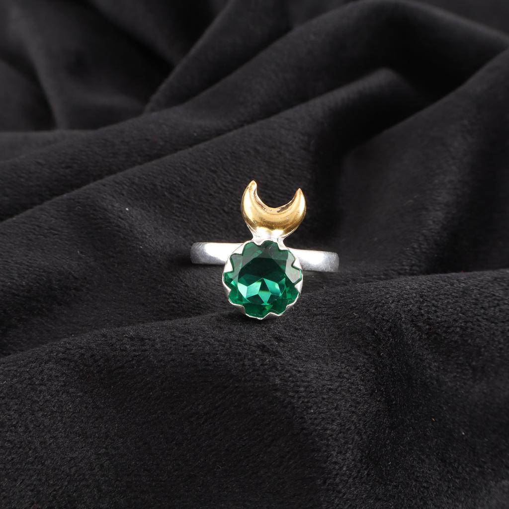 Grønn Smaragd Ring Edelsten Smykker, 925 Massivt Sterlingsølv Ring, Håndlagde Smykker Delikat Ring, Gave Til Henne