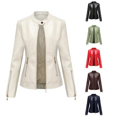 Fashionable Short Leather Jacket for Women, Suitable for Spring and Autumn.