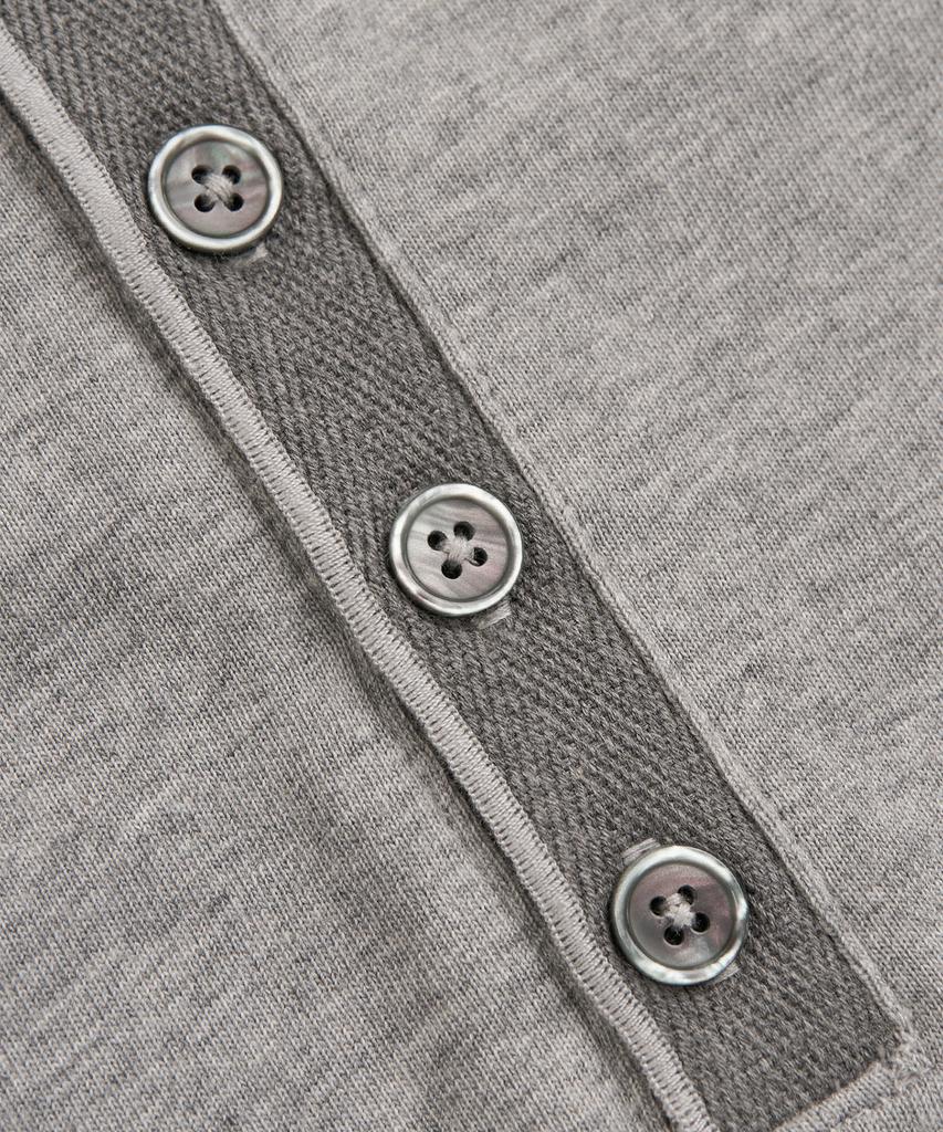 EXCONTAINER Vintage Crop Henley Neck Long Sleeve (Melange Grey)