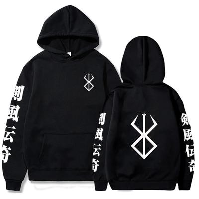 Anime Berserk Manga Logo Hoodies Hip Hop Long Sleeve Casual Loose Print Anime Unisex Oversized Sweatshirt