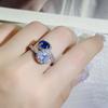 Oval Two-color Stitching White Sapphire Rings for Women Drop Ring Luxury Noble S Sterling Copper Opening Adjustable