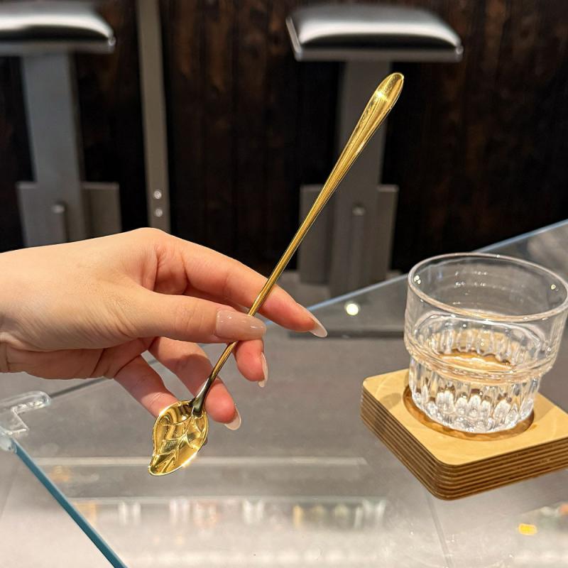 304 Stainless Steel Mixing Spoon Long Handle Dessert Spoon Milk Tea Honey Spoon Coffee Spoon Soup Spoon Lengthened Spoon