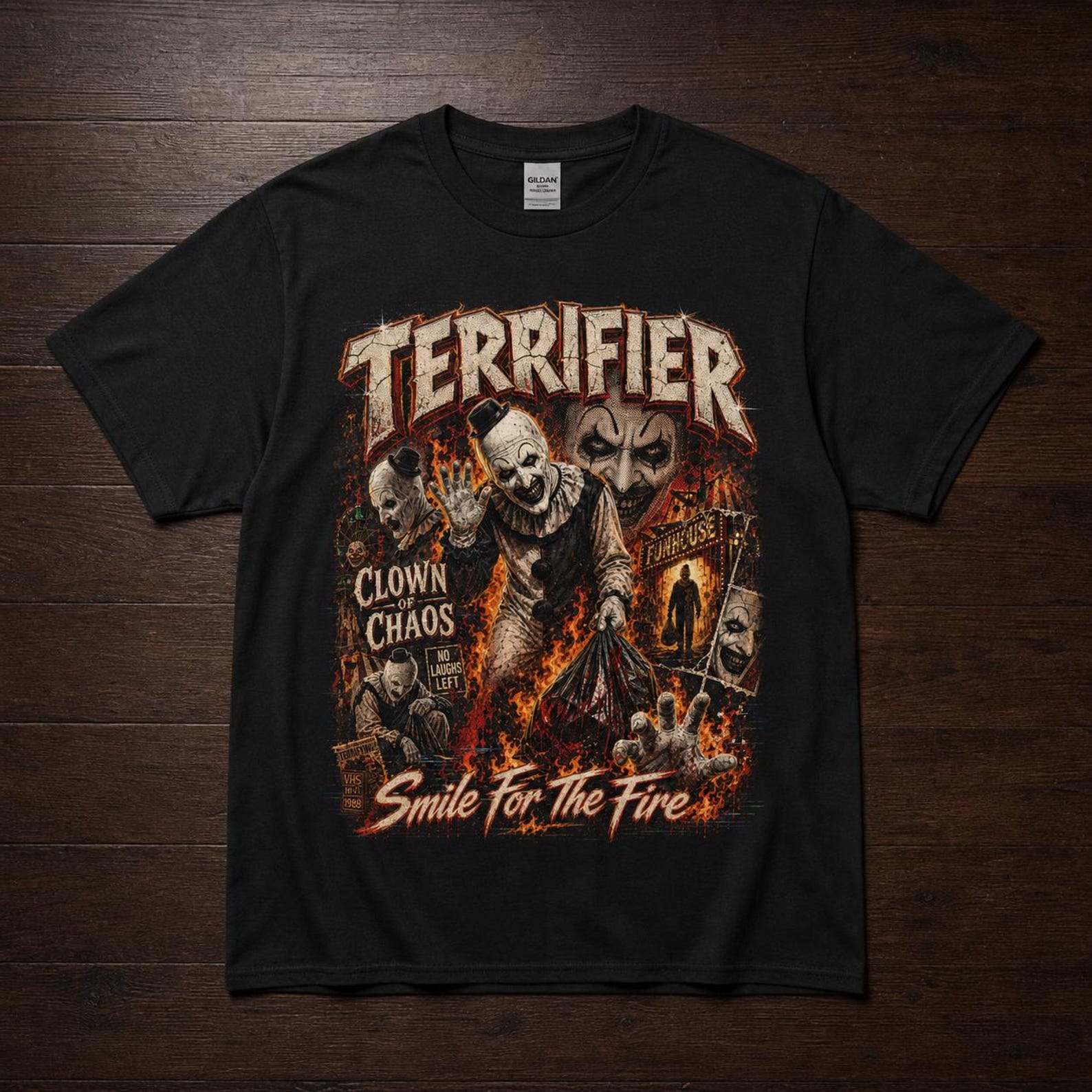 Terrifier Art the Clown Tee, Horror Movie Bootleg T-Shirt L