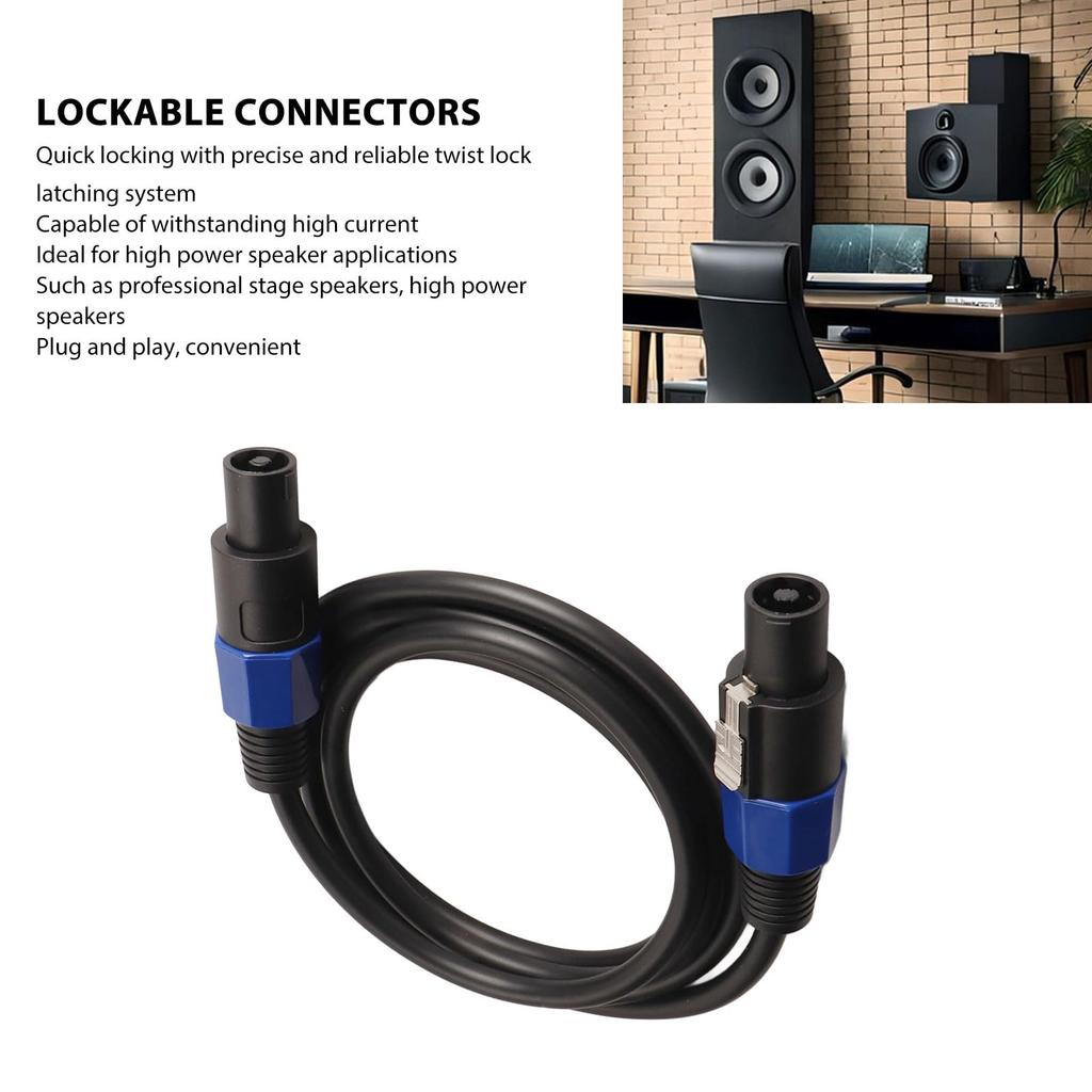 Male-to-Male Plug-and-Play Speaker Connection Cable with Twist Locks for Stage Speakers and Power Amplifiers (25 Feet)