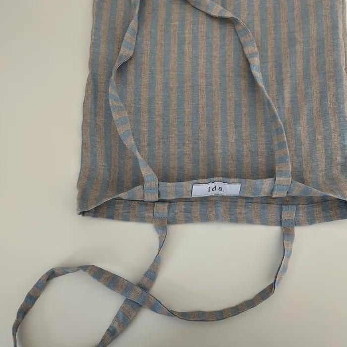 Linen sky-blue striped mini bag