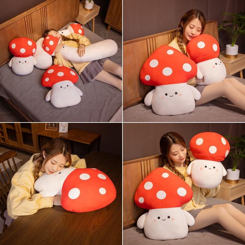 Mushroom Cute Plush Doll Long Sleep Pillow Cushion Hand Warmer Kids Decor Gift