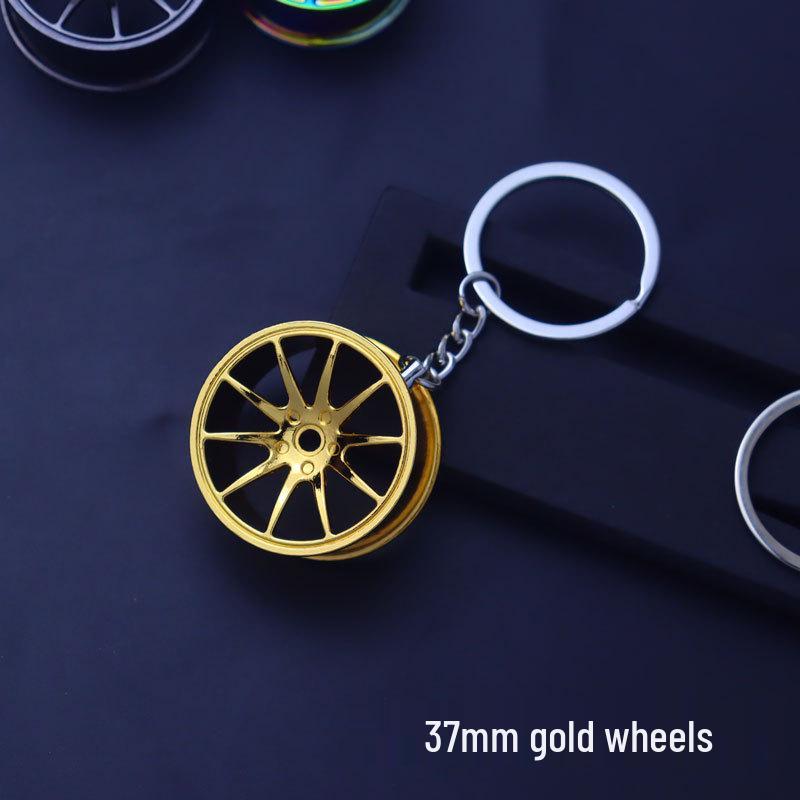 Motorcycle Wheel Keychain Pendant - Creative Laser-Printed Metal Hub