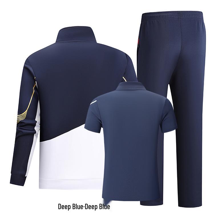 Unisex Customized Spring & Autumn Team Sportswear Set: Stand-up Collar Cardigan & Running Training Uniform, Three-Piece Set