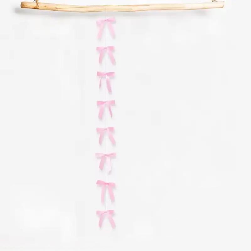 

8 шт./шнур бант подвесной кулон черная лента бант гирлянда на день рождения украшение настенные флаги принадлежности для вечеринки 3 цвета розовый