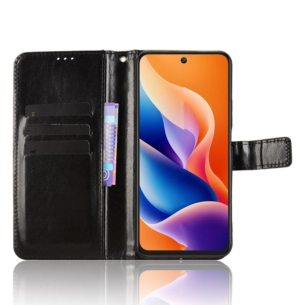 For TCL 605 4G/60 SE Case Crazy Horse Texture PU Leather Phone Wallet Cover with Wrist Strap