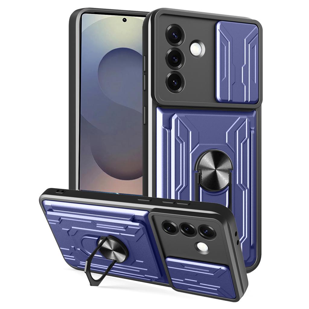 For Samsung Galaxy S25+ Case PC+TPU Kickstand Phone Back Cover with Camera Slider