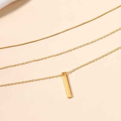 Damen mehrlagige Metallstangen-Schlüsselbein-Halskette Anhänger-Halskette Choker-Kette für Schmuck Party Geschenk