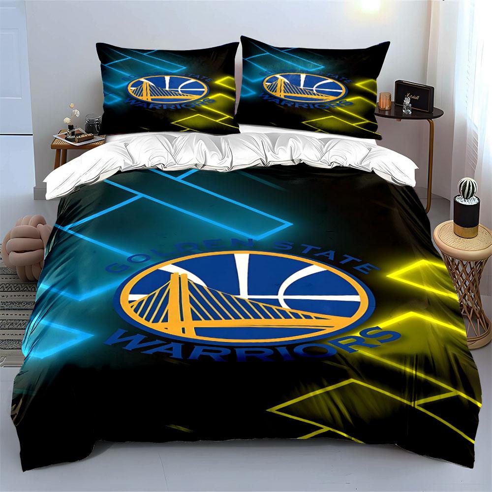 Golden State Warriors Logo Bedding Duvet Cover Set Duvet Cover Pillowcases  (1*Duvet Cover 2*Pillowcases, Without Duvet Insert)