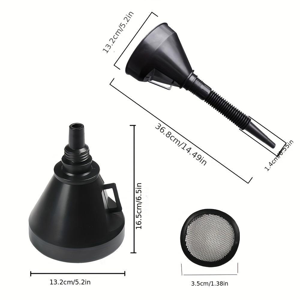 1pc Car Fuel Funnel with a Large Diameter And Filter Mesh, Suitable for And Motorcycles, Can Be Used for Engine Oil And Gasoline, Retractable And Port