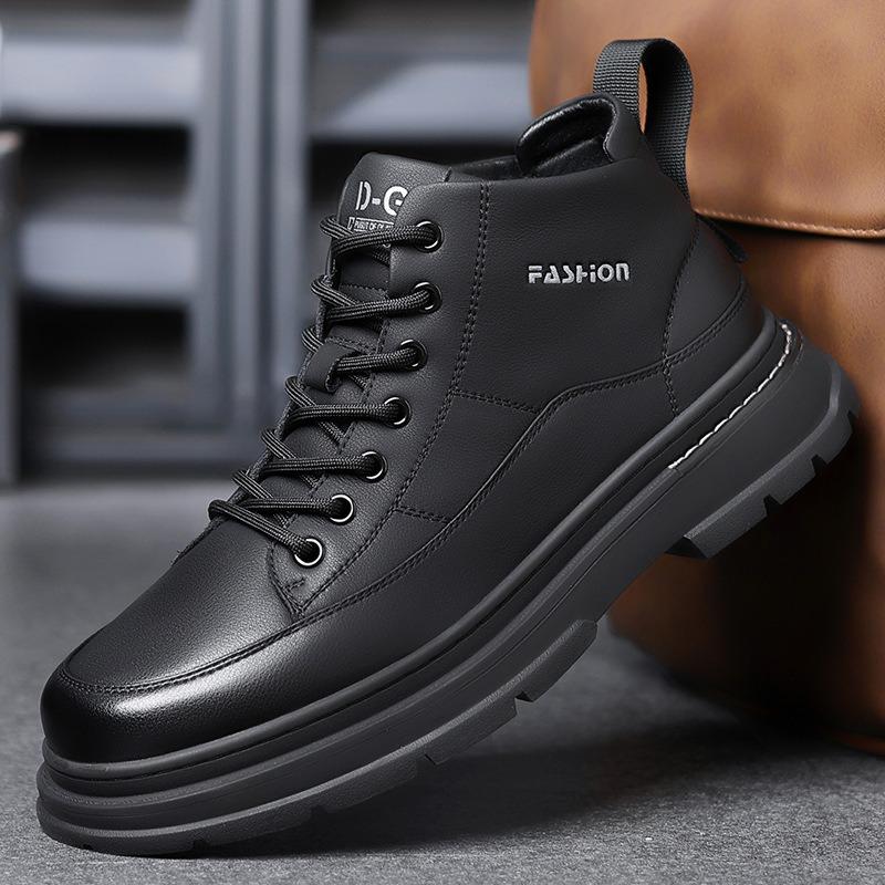 Mode Herbst Winter Kuhleder Britische Plateau Stiefel für Herren Neu Weichsohlige Lässige Designer Mode Outdoor Wandern Arbeitsstiefel Mann