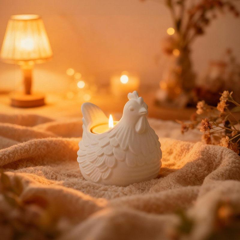 DIY 3D Little Chicken Candle Holder Epoxy Resin Mold, Plaster Hen Decoration, Candle Holder Silicone Mold, Desktop Storage